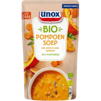 Unox Soep in Zak Biologische Pompoensoep
